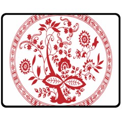 Red Vintage Floral Flowers Decorative Pattern Fleece Blanket (medium) 