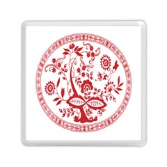 Red Vintage Floral Flowers Decorative Pattern Memory Card Reader (square) 