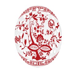 Red Vintage Floral Flowers Decorative Pattern Ornament (oval Filigree) by Simbadda