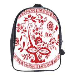 Red Vintage Floral Flowers Decorative Pattern School Bags (xl)  by Simbadda