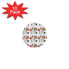 Handmade Pattern With Crazy Flowers 1  Mini Buttons (10 Pack)  by Simbadda