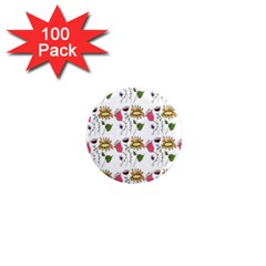 Handmade Pattern With Crazy Flowers 1  Mini Magnets (100 Pack)  by Simbadda