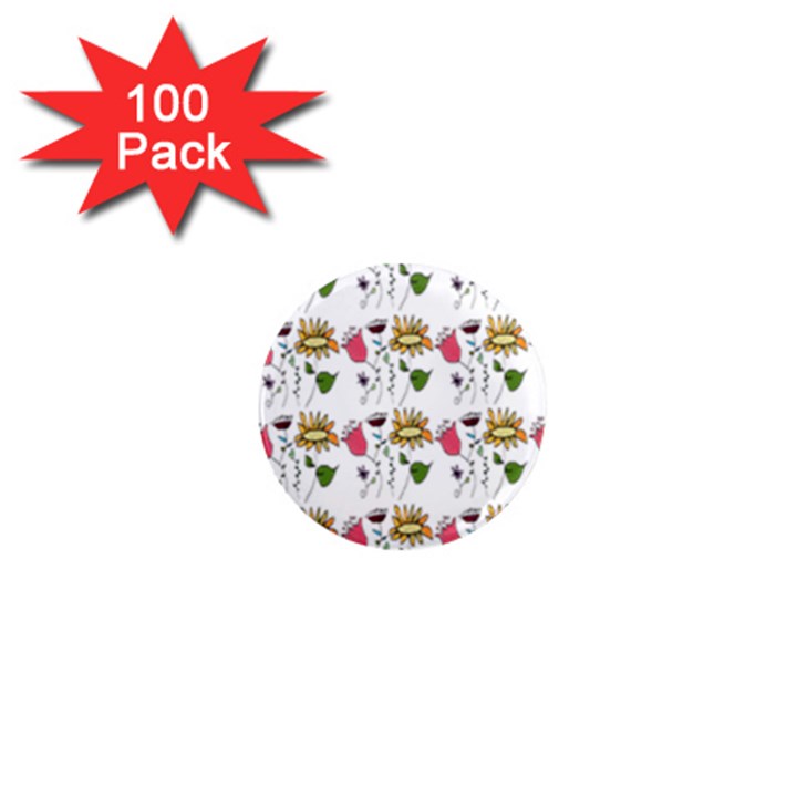 Handmade Pattern With Crazy Flowers 1  Mini Magnets (100 pack) 