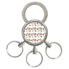 Handmade Pattern With Crazy Flowers 3-ring Key Chains by Simbadda