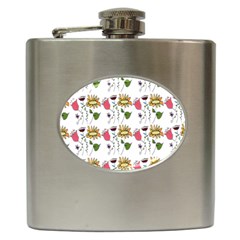 Handmade Pattern With Crazy Flowers Hip Flask (6 Oz) by Simbadda