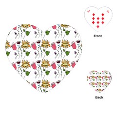 Handmade Pattern With Crazy Flowers Playing Cards (heart) 