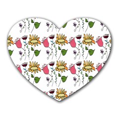 Handmade Pattern With Crazy Flowers Heart Mousepads by Simbadda