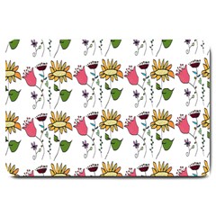 Handmade Pattern With Crazy Flowers Large Doormat  by Simbadda