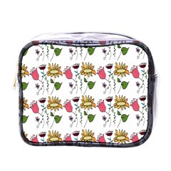 Handmade Pattern With Crazy Flowers Mini Toiletries Bags