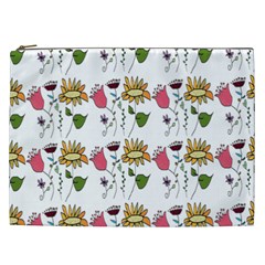 Handmade Pattern With Crazy Flowers Cosmetic Bag (xxl) 