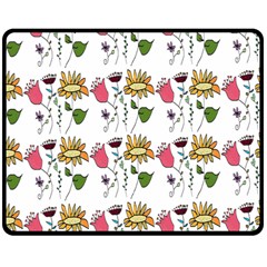 Handmade Pattern With Crazy Flowers Double Sided Fleece Blanket (medium)  by Simbadda