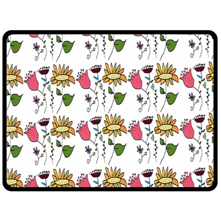 Handmade Pattern With Crazy Flowers Double Sided Fleece Blanket (Large) 