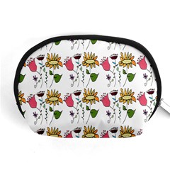 Handmade Pattern With Crazy Flowers Accessory Pouches (medium) 