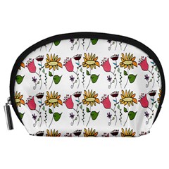 Handmade Pattern With Crazy Flowers Accessory Pouches (large)  by Simbadda