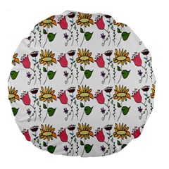 Handmade Pattern With Crazy Flowers Large 18  Premium Flano Round Cushions