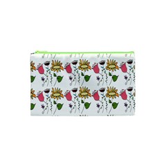 Handmade Pattern With Crazy Flowers Cosmetic Bag (xs) by Simbadda