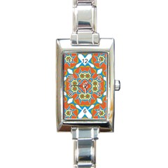 Digital Computer Graphic Geometric Kaleidoscope Rectangle Italian Charm Watch