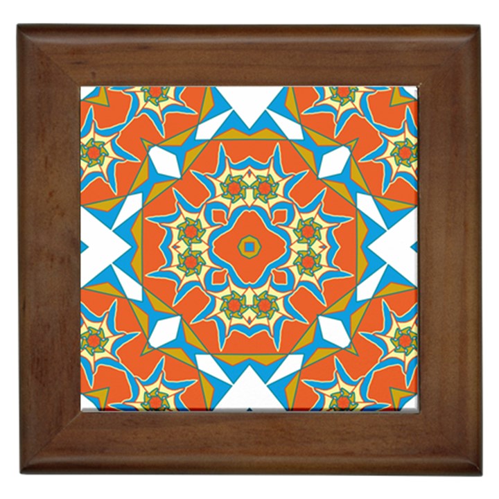 Digital Computer Graphic Geometric Kaleidoscope Framed Tiles