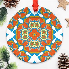 Digital Computer Graphic Geometric Kaleidoscope Ornament (Round)