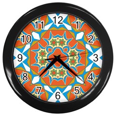 Digital Computer Graphic Geometric Kaleidoscope Wall Clocks (Black)