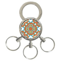 Digital Computer Graphic Geometric Kaleidoscope 3-Ring Key Chains