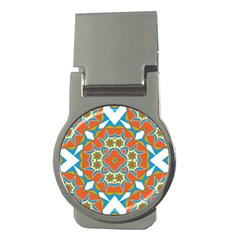 Digital Computer Graphic Geometric Kaleidoscope Money Clips (round)  by Simbadda