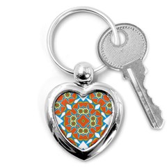 Digital Computer Graphic Geometric Kaleidoscope Key Chains (Heart) 