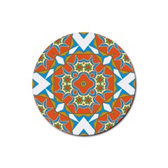 Digital Computer Graphic Geometric Kaleidoscope Rubber Coaster (round)  by Simbadda