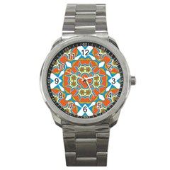 Digital Computer Graphic Geometric Kaleidoscope Sport Metal Watch