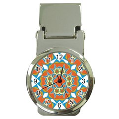 Digital Computer Graphic Geometric Kaleidoscope Money Clip Watches