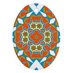 Digital Computer Graphic Geometric Kaleidoscope Oval Ornament (Two Sides)