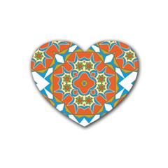 Digital Computer Graphic Geometric Kaleidoscope Rubber Coaster (heart)  by Simbadda