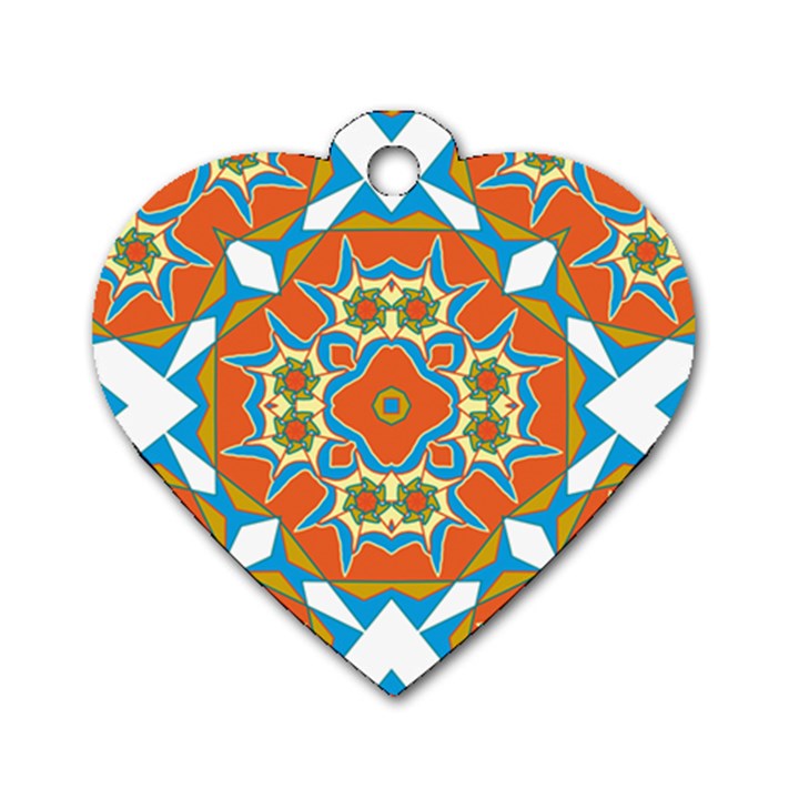 Digital Computer Graphic Geometric Kaleidoscope Dog Tag Heart (One Side)