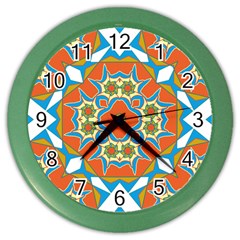 Digital Computer Graphic Geometric Kaleidoscope Color Wall Clocks