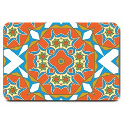 Digital Computer Graphic Geometric Kaleidoscope Large Doormat 