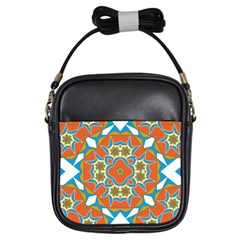 Digital Computer Graphic Geometric Kaleidoscope Girls Sling Bags