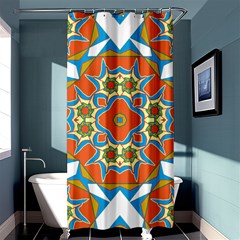 Digital Computer Graphic Geometric Kaleidoscope Shower Curtain 36  x 72  (Stall) 