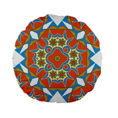 Digital Computer Graphic Geometric Kaleidoscope Standard 15  Premium Round Cushions by Simbadda