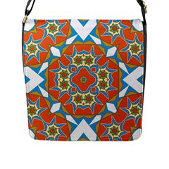 Digital Computer Graphic Geometric Kaleidoscope Flap Messenger Bag (L) 