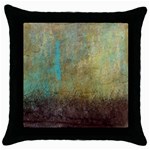 Aqua Textured Abstract Throw Pillow Case (Black) Front