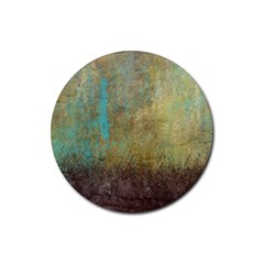 Aqua Textured Abstract Rubber Coaster (round) 