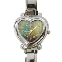 Aqua Textured Abstract Heart Italian Charm Watch by digitaldivadesigns