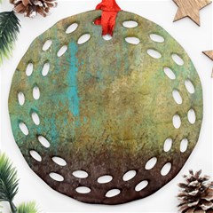 Aqua Textured Abstract Round Filigree Ornament (two Sides)