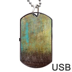 Aqua Textured Abstract Dog Tag Usb Flash (two Sides) by digitaldivadesigns