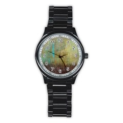 Aqua Textured Abstract Stainless Steel Round Watch by digitaldivadesigns