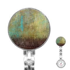 Aqua Textured Abstract Stainless Steel Nurses Watch by digitaldivadesigns