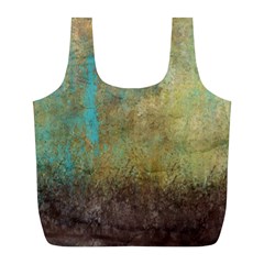 Aqua Textured Abstract Full Print Recycle Bags (l)  by digitaldivadesigns