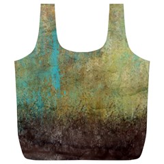 Aqua Textured Abstract Full Print Recycle Bags (l)  by digitaldivadesigns