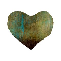 Aqua Textured Abstract Standard 16  Premium Flano Heart Shape Cushions