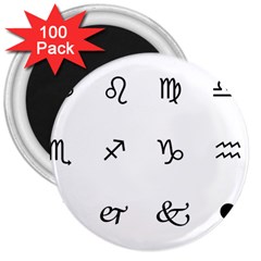 Set Of Black Web Dings On White Background Abstract Symbols 3  Magnets (100 Pack) by Amaryn4rt